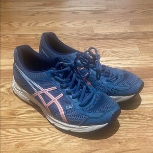 Asics Blue and Pink Athletic Shoes with Breathable Mesh